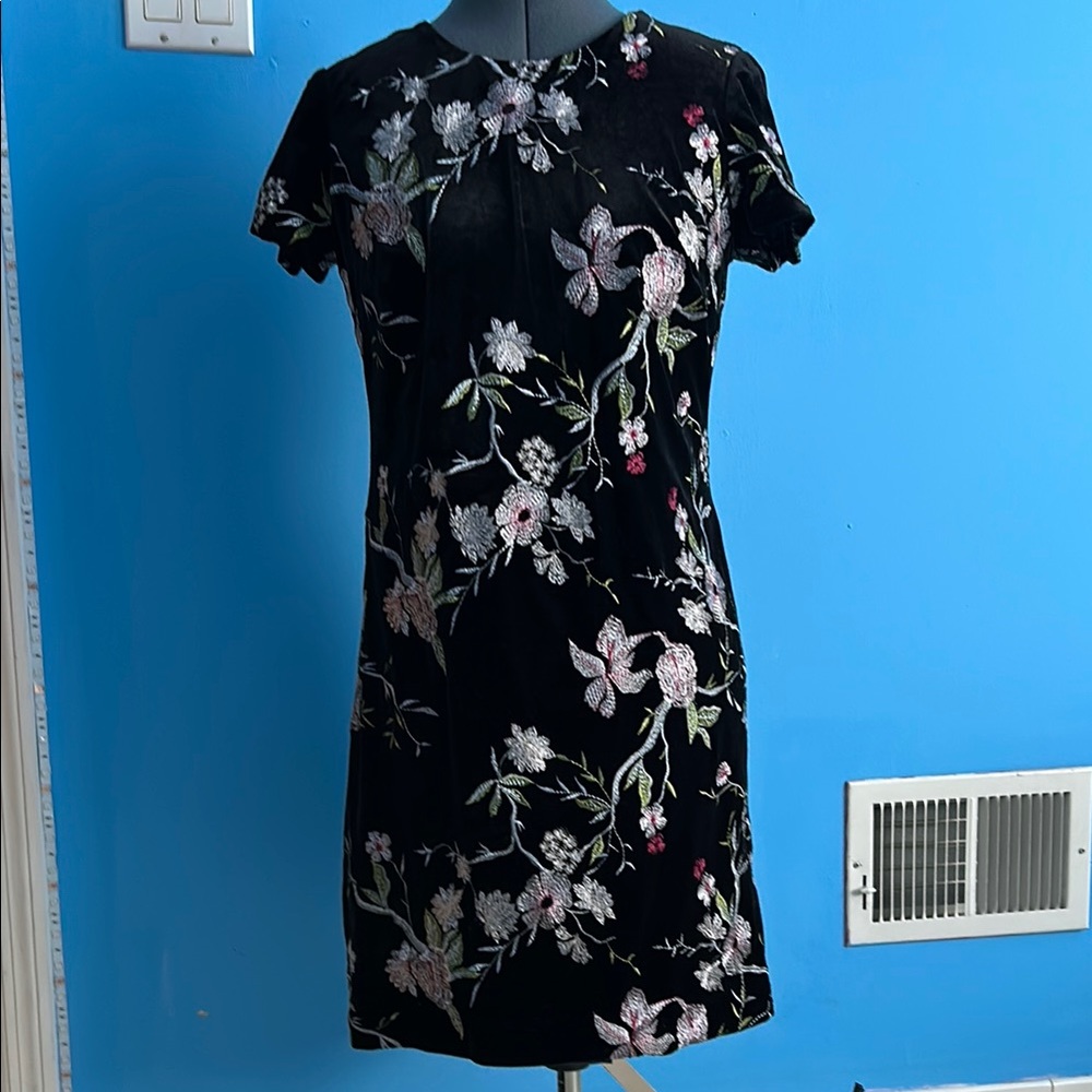 Black and White Flutter Sleeve Sheath Mini Dress